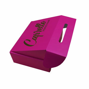 Gold Stamped Logo Hot Pink Corrugated Hair Extension Box