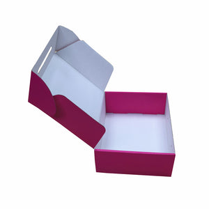 Gold Stamped Logo Hot Pink Corrugated Hair Extension Box