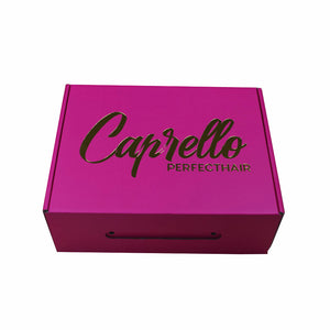Gold Stamped Logo Hot Pink Corrugated Hair Extension Box