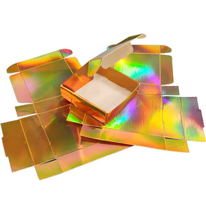 Gold Holographic Foldable Gift Box in Stock, 40pcs/pack