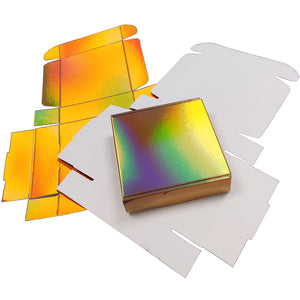 Gold Holographic Foldable Gift Box in Stock, 40pcs/pack
