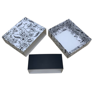 Black and White Floral Pattern Drawer Nail Polish Gift Box